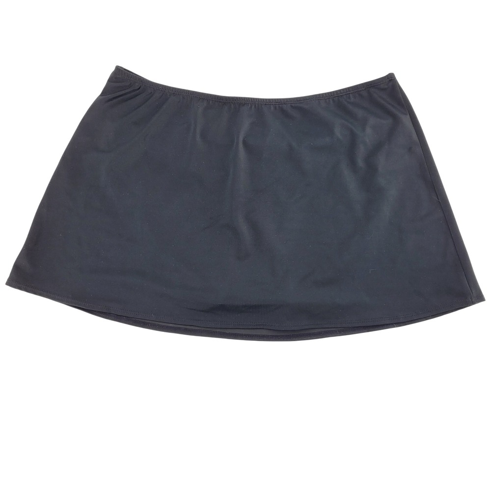 Jantzen Swim Skirt Women 12‎ Black Skirted Bikini Bottom Solid Stretch